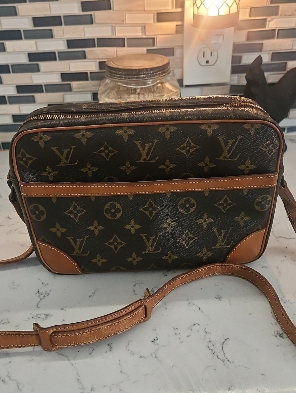 Louis Vuitton Monogram Canvas Messenger Bag in Dark Brown and Tan